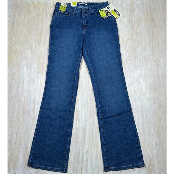 NWT Lee Natural Fit Bootcut Dark Wash High Rise Stretch Denim Jeans 8 LONG - Picture 1 of 16